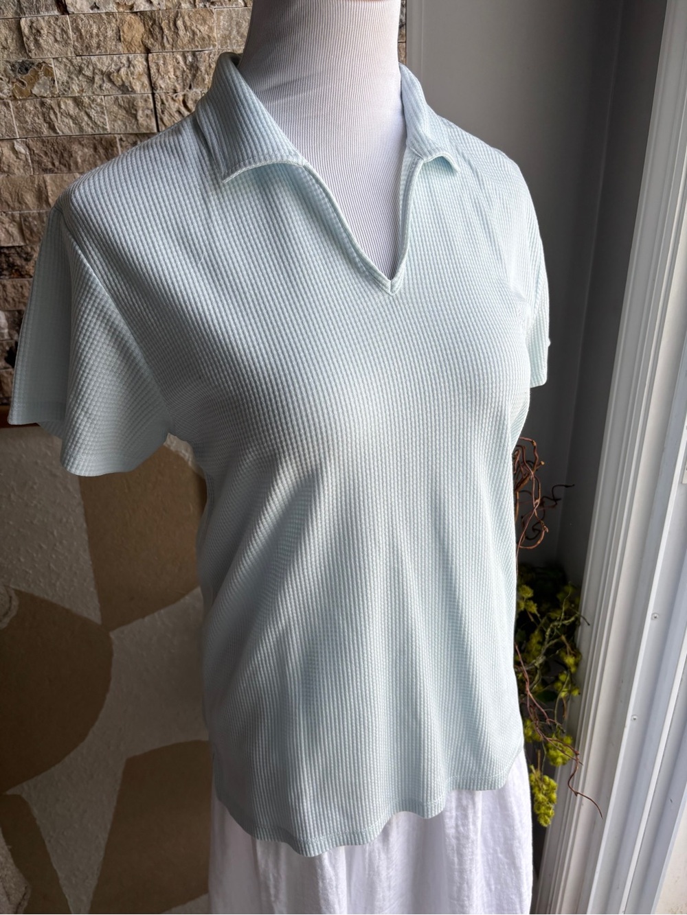 Ralph Lauren Pale Blue Textured Polo Golf Shirt